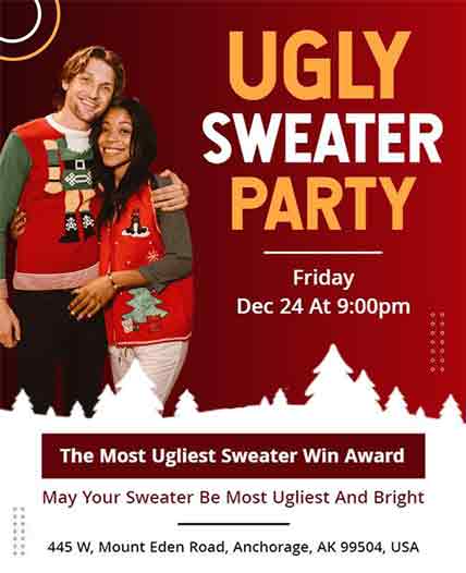Stylish Ugly Sweater Party Flyer Template