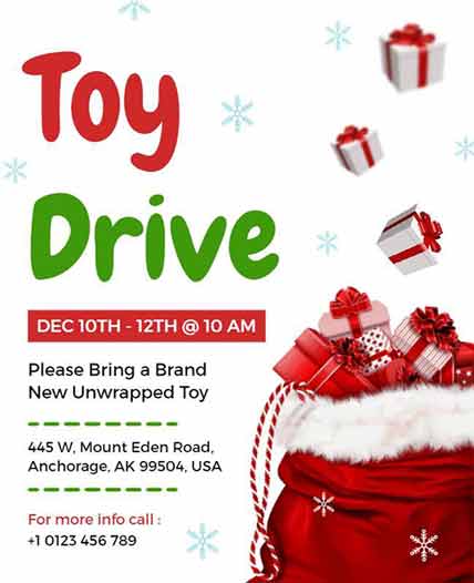 Bold Typography Christmas Toy Drive Flyer Template