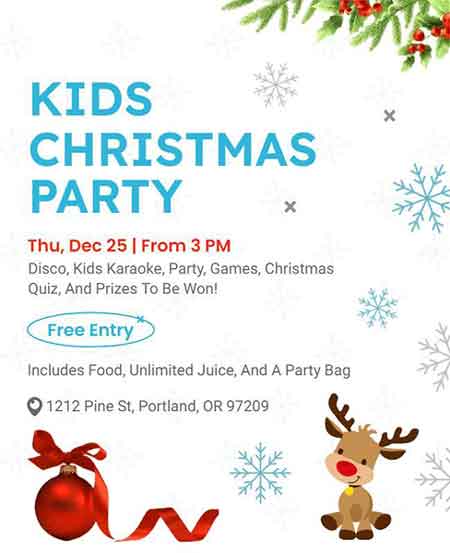 Vector Kids Christmas Party Flyer Template
