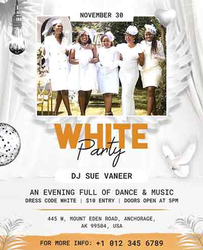 Vintage White Party Celebration Event Flyer Template