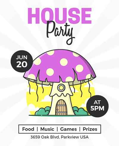Retro House Party Flyer Template