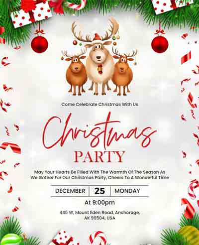 Simple Christmas Party Flyer Template