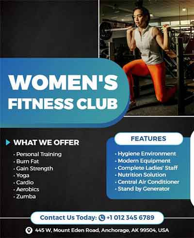 Modern Women's Fitness Club Flyer Template