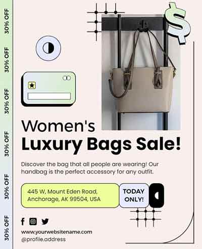 Pastel Women's Luxury Bags Advertising Flyer Template