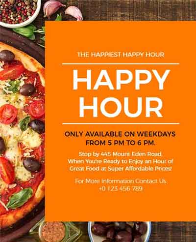 Wood Texture Happy Hour Flyer Template