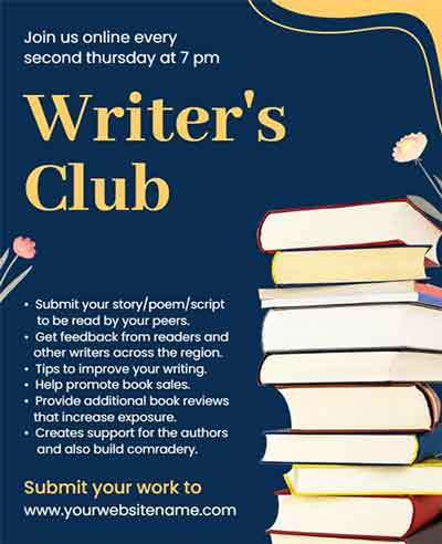 Stylish Writers Book Club Flyer Template