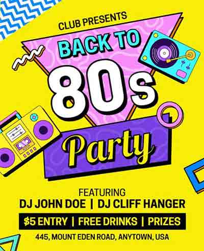 Abstract Bake to 80s Party Flyer Template