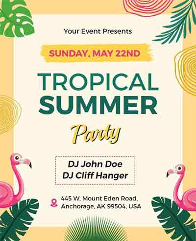 Floral Summer Party Flyer Template