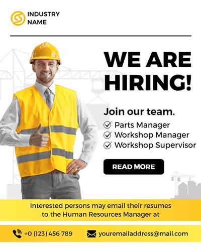 Stylish Hiring Construction Flyer Template